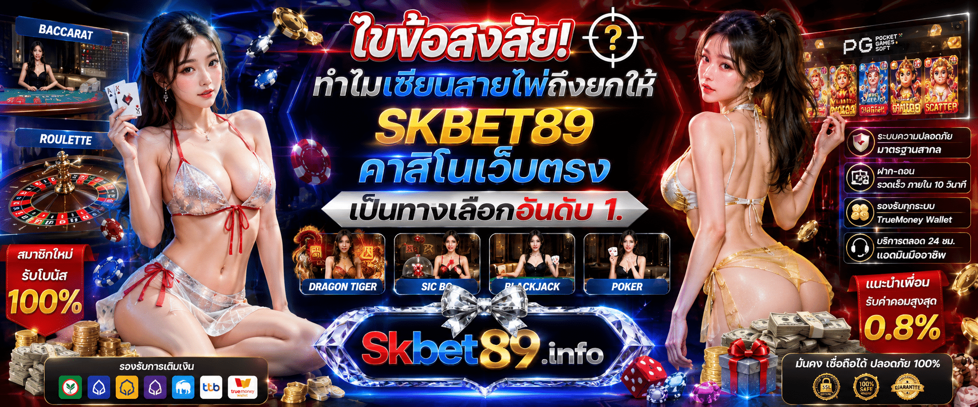 SKBET89 คาสิโนเว็บตรง ระบบถ่ายทอดสด API แท้ คมชัด ไม่กระตุก